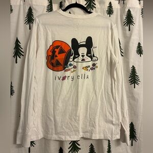 Ivory Ella Long Sleeve Halloween Dog T Shirt Women’s Size Large